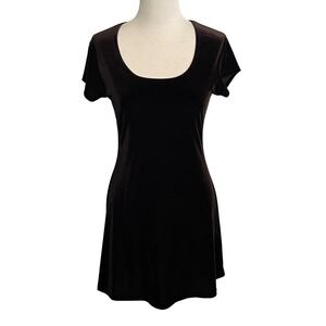 Vintage Y2K Joule Brown Velvet Mini Dress Short Sleeve Scoop Neck Bodycon Party